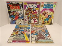 Lot of 5 Comics - Captain America, Iron Man, Thor,