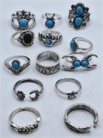 (KC) Silvertone Faux Turquoise Rings (sizes 3-7)