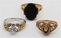 (KC) Crystal Silvertone and Goldtone Rings (sizes