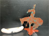 Hand Made Metal & Pottery "End of The Trail"