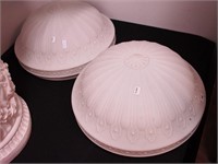 Two opaque glass embossed ceiling shades,