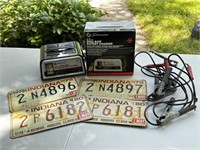 Battery Charger, License Plates, Indy 500 Buckle