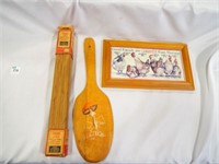 Solid Oak Picture Frames & Antique Wooden Paddle