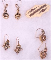 Three pairs of Victorian gold-filled earrings,
