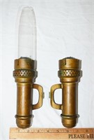 VINTAGE BRASS RR DINING CAR CANDLE LAMPS
