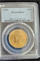 Graded 1926 $10 Gold Coin