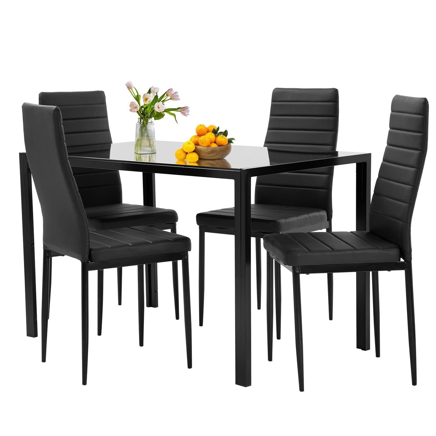 FDW Dining Table Set Glass Dining Room Table Set f