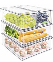 MineSign 4pk Stackable Refrigerator Organizer Bins