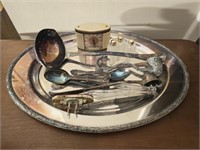 Silverplated tray and collectibles