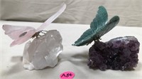 350 - LOT OF 2 BUTTERFLY FIGURINES (A84)