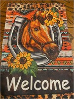 12 x 18 Double Sided Garden Flag Sunflower Horse