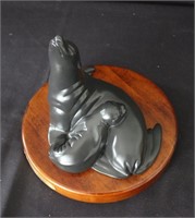 Table-Top Statue of Mother and Baby Seal