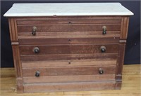 3-Drawer Oak Dresser with Marble Top
