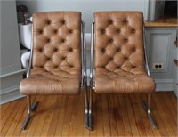 Pair of Chrome and Vinyl Chairs