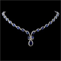 14K White Gold 25.15ct Sapphire & 2.07ct Diamond N