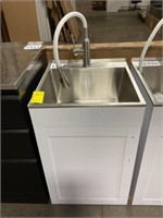 White Cabinet w/ Stainless Steel Sink and Faucet