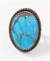 BEGAY NAVJO STERLING SILVER & TURQUOISE RING 5.5