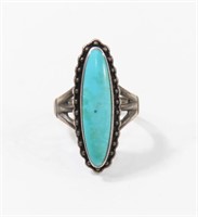 VINTAGE STERLING SILVER & TURQUOISE RING SZ: 6.25