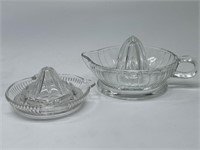 (2) Vintage Pressed Glass Juicers