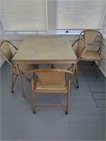 DURHAM MCM FOLDING CARD TABLE AND 4 CHAIRS