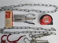 25ft measuring tape, stapler,  box of staples misc