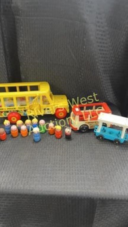 Fisher price busses, and people