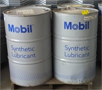 (A) 55 Gal Mobil Drums (1 Full & 3 Empty).