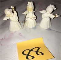 3 Vintage Plastic Angel With Instruments Ornaments