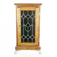 Oak Leaded Glass Slot Machine Stand