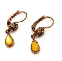 1928 Copper Tone Drop Earrings