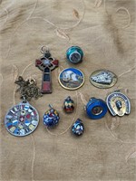 ANTIQUE COLLECTION LOT OF ENAMELED WATCHES & MEDAL