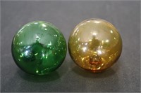 2 Small Glass Net Floats or Target Balls - 1