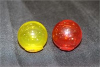 2 Small Glass Net Floats or Target Balls - 1 Red