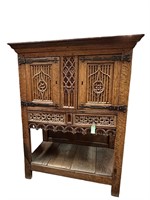 Early Gothic Carved Cabinet with Iron Hardware