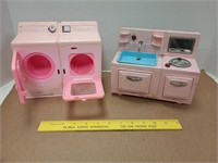 Vintage Tin Toy Kitchen & Mattel Barbie Washer &