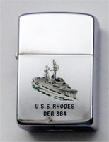 1959 ZIPPO U.S.S. RHODES DER 384 LIGHTER