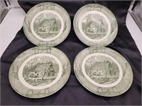Green Currier & Ives plates. 9"