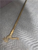 Walking cane sword mostly brass