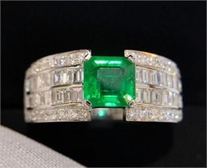 1.21ct Natural Emerald Ring, 18k gold