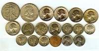 Mixed US 19pc Lot 1c-50c