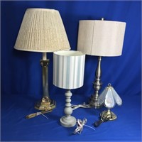 4 WORKING LAMPS - SHADES NEED CLEANING