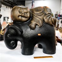 Sleeping Baby Buddha on Elephant 16" x 18"