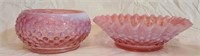 Lot of 2 pink Fenton hobnail dishes