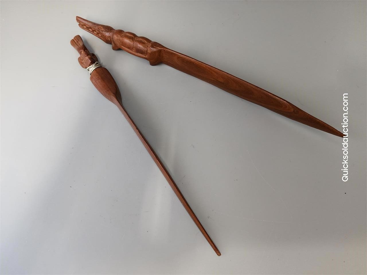 2 Wood Carved Letter Openers