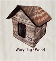 New Indoor/Outdoor Pet House - Flag/Wood
