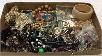 Box tray lot of vintage jewelry includes bangle