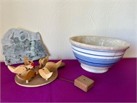Pottery Bowl, Carved Sand Stone from Canada ++