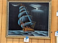 Ship Painting on Felt - 24" x 28"