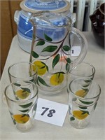 Handpainted Pitcher and Glass Set