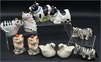 Animal Salt and Pepper Shakers : Cows, Zebras,